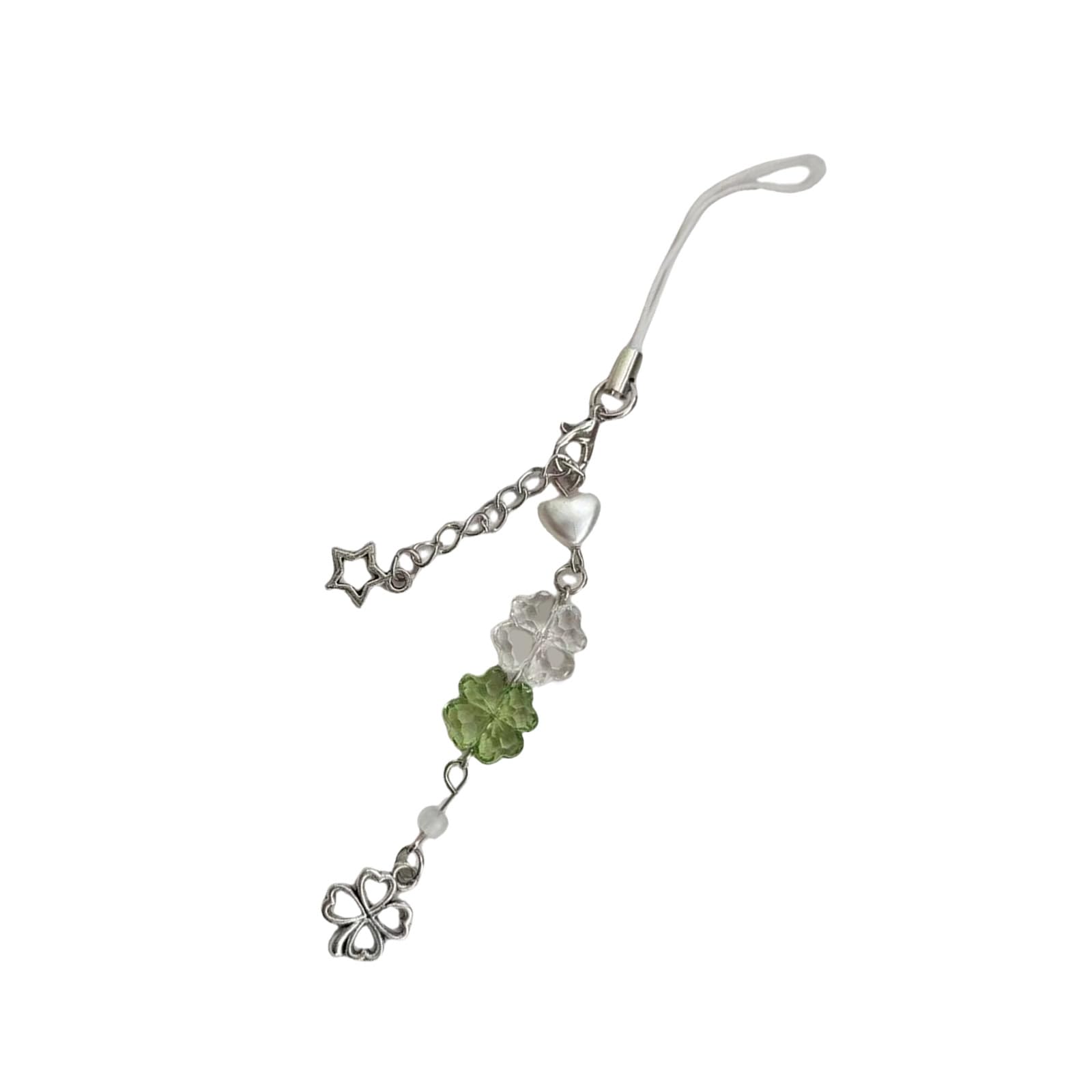 NEWFT Fashionable Four Clovers Phone Charm Sturdy Acrylic Alloy Keychain Portable Phone Pendant for All Ages Adults