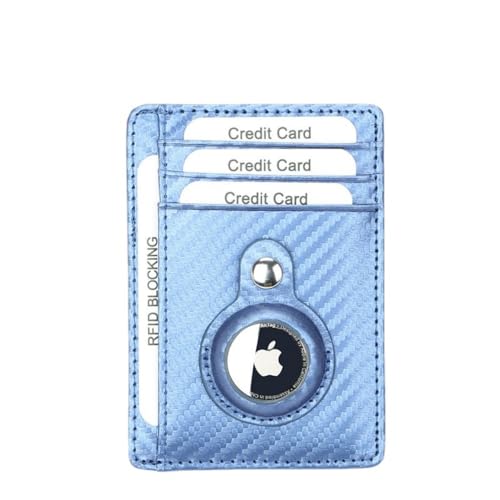 Minimalist Wallet Card Case with RFID Blocking Front Pocket Leather Wallet for Men Women, Built-in AirTag Case Holder
