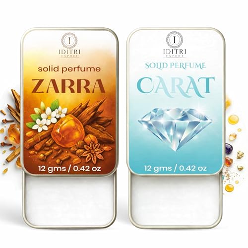 Image of Solid Perfume |zarra&Carat Alcohol Free Wax Perfume Balm, Long Lasting | Pocket Tin 12g, Pack Of 2| Non Greasy Smooth Glide, Travel Friendly Men And Women