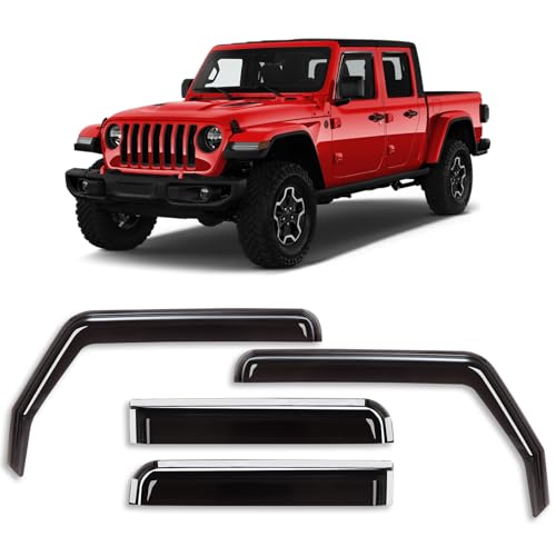 Blshwez in-Channel Window Rain Guards for Jeep Wrangler JL 2018-2025 & Gladiator 2020-2025, 4-PCS Extra Durable Polycarbonate Deflectors, Anti-Shatter Window Visors