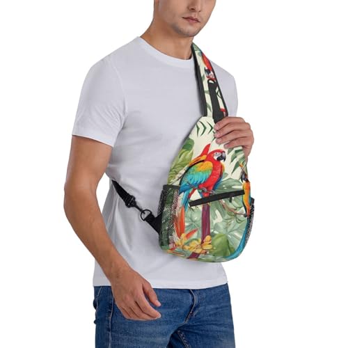 Mochila tipo sling con diseño tropical para uso diario miniatura 7