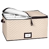 Wine Glass Storage Boxes with Dividers - Each Holds 12 Glasses up to 4.25" Wide - Quilted Microfiber Case with Handles - Protects Stemware & Fine China - Ideal for Red Wine