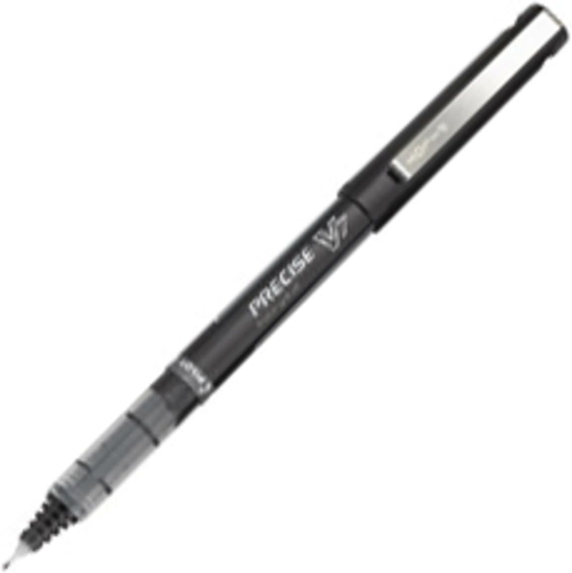 Pilot Precise V7 Rollerball Pens, Fine Point, Black Barrel, Black Ink, Pack Of 12