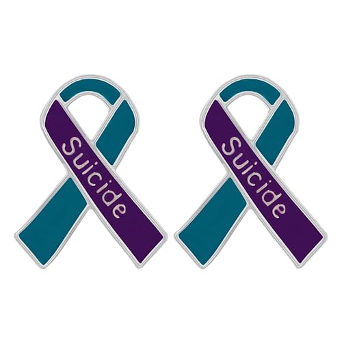 Image of Suicide Awareness and Prevention Pin - Bulk Packs - Variety Pack of Teal & Purple Ribbon Pin Perfect for Support Groups, Gift-Giving and Fundraising
