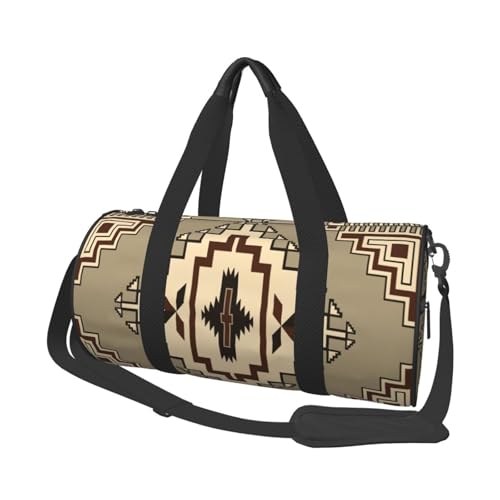 Travel Duffel Bag For Men Women Beige Navajo Traditional Geometric Weekend Bags Large Capacity Sport Gym Bag