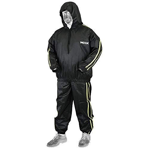(Large) - MRX Heavy Duty Sweat SAUNA SUIT With Hoodie Exercise Gym Suit Fitness Weight Loss Slimming