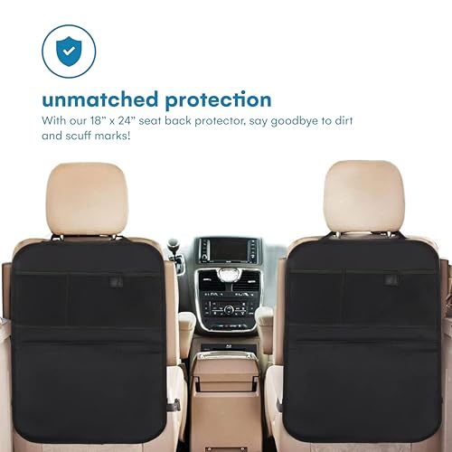 image for Enovoe Back Seat Cover for Kids Extra Large - 2 Pack with Multi Pocket
