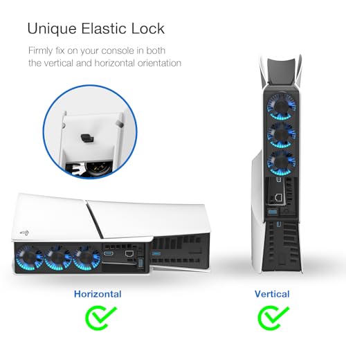 image for JUSPRO Cooling Fan for PS5 Slim, Upgraded Quiet Cooler Fan with LED Li