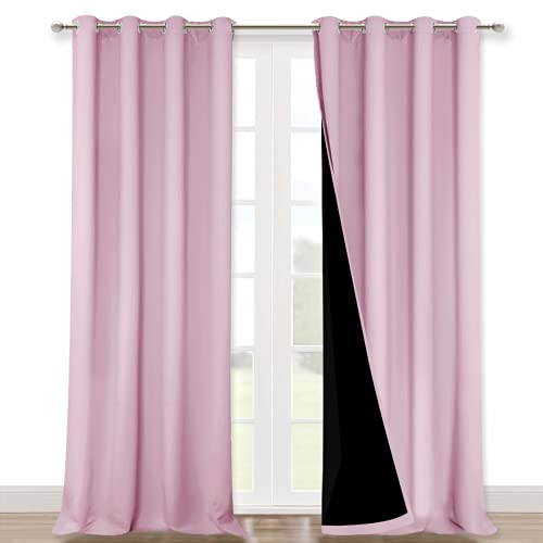 NICETOWN Full Shading Curtains for Windows, Super Heavy-Duty Black Lined Blackout Curtains for Girl's Room, Privacy Assured Heavy Drapes (Lavender Pink, Pack of 2, 52 inches W x 95 inches L)
