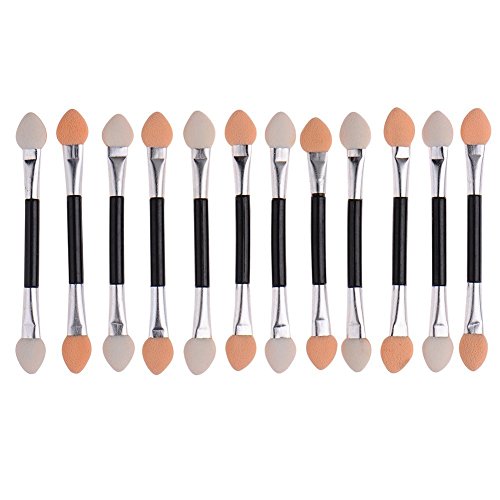 GTVIA 50 Pack Double-end Eye Shadow Brush, Disposable Double Sided Eyeshadow Brush Makeup Applicators Beauty Kit (Sliver)