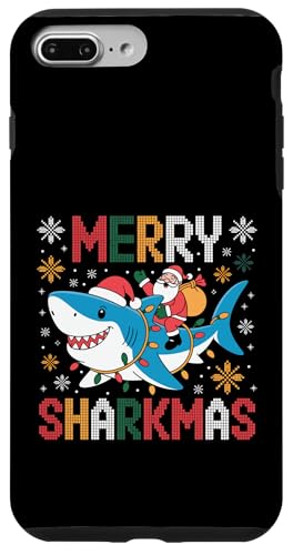 Merry Sharkmas T^V[N ʔ zf[ NX}X AO[Z[^[ X}zP[X iPhone 7 Plus/8 Plus p