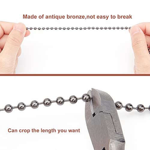 Image of GORGECRAFT 4 PCS Ceiling Fan Pull Chains Set Walnut Wooden Pull Chain Extension with Gunmetal Iron Ball Chains for Ceiling Light Fan Chain(Coconut Brown)