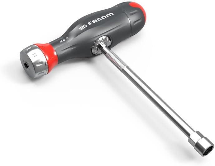 Facom ATCL.3.12PB Protwist Multi-Blade Double-Ratchet Screwdriver Set with 1/4 Inch Socket Composition - Ergonomic Dual-Material Handle - 45 Teeth Ratchet - 12 Pieces