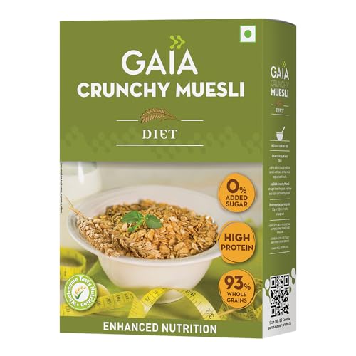Image of Gaia Crunchy Diet Muesli 400g Box - Low-Calorie, Protein Rich, High-Fiber Muesli Cereal Serves as a Healthy and Nutritious Breakfast Option with Zero Added Sugar.