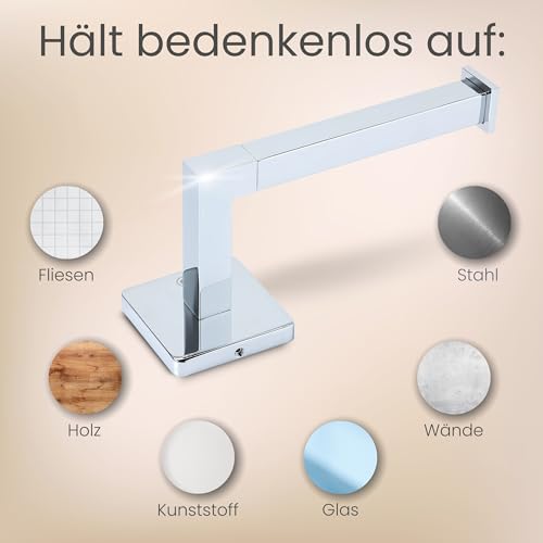 Edelstahl toilettenpapierhalter ohne Bohren, Klopapierhalter Chrom, Klorollenhalter Selbstklebend, Rollenhalter WC Papierhalter für Badzimmer und Küche (Chrom Silber, ohne Bohren)