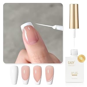 GAOY White Swirl Gel Nail Polish Art Liner, 12ml Classic Color Nail Paint Design with Thin Brush, UV Light Cure for DIY French Manicure at Home
