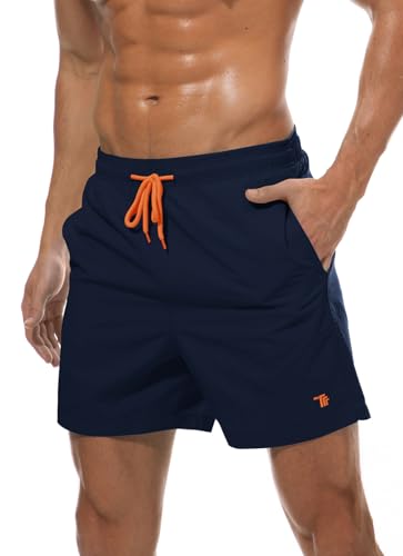 Emporio Armani Swimwear Mens Swimming Embroidery Logo Swim Trunks, Red, 56