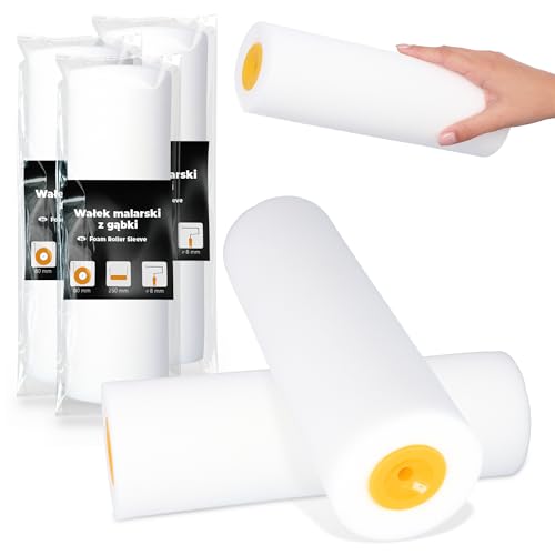 3x Rullo Schiuma 25 cm Vernice Smalto Lacca Superfici Lisce Pareti Mobili Stesura Uniforme Asciugatura Veloce Impugnatura Comoda Perfetto Restauri Decorazione Interni