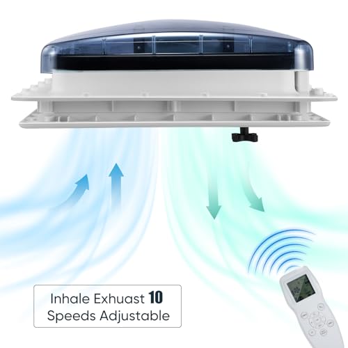 Brolteja Belüftung für Wohnmobil,RV Dachventilator 12V Dachlüfter Reversibler Abluftventilator mit 10 Geschwindigkeitsstufen,für RV, Wohnmobil und Wohnwagen,für Wohnmobil Dachventilator 40x40cm