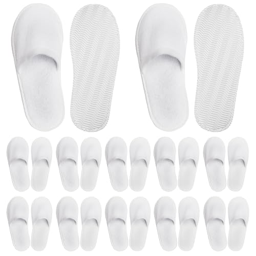 Hotel Spa Slippers 12 Pairs, Unisex, White, Wide, One Size