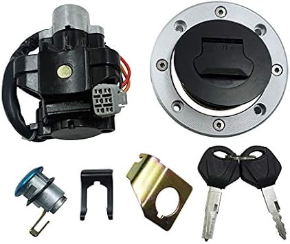 Compatible with Suzuki GSXR600 GSXR750 GSXR 1000 GSXR1000 2005-2015 Ignition Switch Set Fuel Gas Cap Tank Cover Seat Lock Keys Black