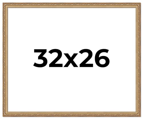 Poster Palooza 32x26 Traditional Antique Gold Wood Picture Frame - UV Acrylic, Foam Board Backing, & Hanging Hardware Included