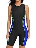 ATTRACO Swimming Suits for Women Lap Swimsuits Sport One Piece Swimsuit Zipper Swimwear Black XL