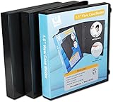 UniKeep 3 Ring View Binder - Binder Case is Fully Enclosed - Available in White, Clear, or Black and in Various Spine Widths (Pack of 3, Black, 1.5 Inch)