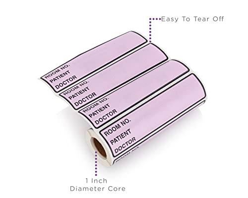 Image of Carstens Patient I.D. Adhesive Medical Chart Labels for 1.5 inch - 4 inch Ring Binder Spines - Pre-Printed Sticker Labels (Room No. / Patient /Doctor), 5 3 /8 inch x 1 3 /8 inch, Lavender, Roll of 200