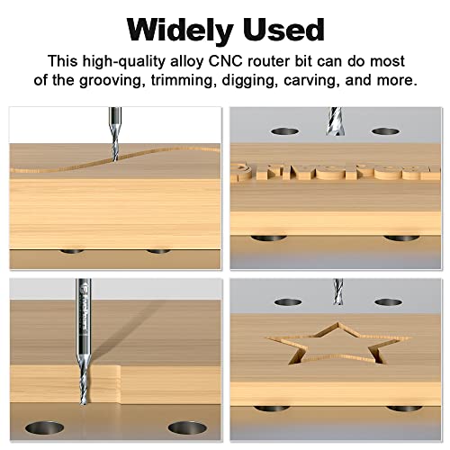 Fivepears Up Cut Spiral Router Bit For Cnc, 1/8 Inch Cutting Diameter And 1/2 Inch Cutting Length 1/4 Inch Shank Carbide End Mill Router Bit For Wood Carving Engraving Grinding Grooving #TOP4