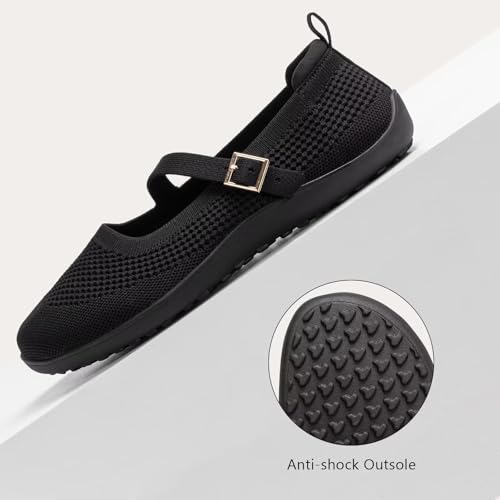 Frank Mully Women's Wide Width Flats Mary Jane Flat Comofortable Knit Ballet Flat Wide Toe Box Dress Shoes with Adjustable Straps4