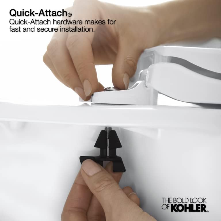 KOHLER K-4639-K4 Cachet Quiet-Close with Grip-Tight Bumpers Round-front Toilet Seat, Cashmere