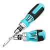 DURATECH 2PCs Ratcheting Screwdriver Set, 12-in-1 Multi-bit Standard/Stubby Screw Driver Set, Premium S2 Steel, Innovated Bits Quick-Load Mechanism, with Phillips, Slotted, Torx, Square Bits