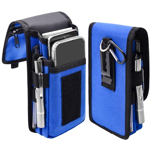 Prebene Dual Phone Holster, Gürtel Phone Pouch, Large Smartphone Pouch Handyhalter, Taktische Gürteltasche, Handyhalter für Arbeit, Geschenke für Männer, Wandern, Camping, Grillen (Blau, XL)