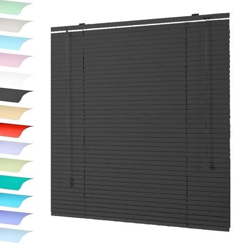 WZDXFNLD Light Filtering Aluminium Blinds, 2.5cm Slat Horizontal Venetian Blinds for Indoor Outside Doors Windows, Easy Install, Privacy Shades 40 60 85 90 100 105 120 140 cm Width(Black)