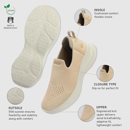 Image of Neeman's Knit Lite Slip Ons for Women | Lightweight Breathable Knit Slip-On Sneakers | Cushioned EVA Sole | Soft Stretch Upper | Comfortable Casual, Office & Walking Shoes