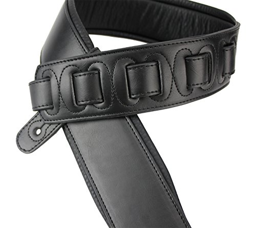 Walker & Williams G-918 Finition naturelle Cuir Noir rembourré Sangle de guitare - Les Beatles, Paul McCartney, John Lennon, RIngo Starr, George Harrison Walker & Williams G-918 Finition naturelle Cuir Noir rembourré Sangle de guitare – Image 5