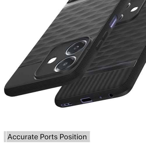 Image of Pikkme Back Cover for Realme C61 / Realme Narzo N61 Camera Protection 3D Hexa Cube Design Silicone Protective Bumper Case (Black)