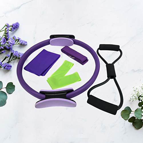 Conjunto de anel de pilates BESPORTBLE, anel de fitness, ioga, faixas de resistência circular, faixa