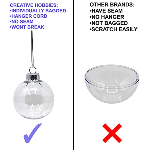 Creative Hobbies® - Bulk Value Pack of 25 pcs - 67mm (2-5/8 Inch) Round Clear Plastic Ball Ornaments - Great for Crafting DIY Christmas Ornaments - Thumbnail 7