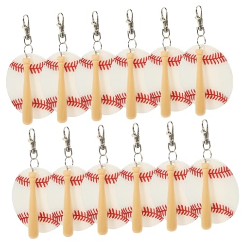 Porte-clés de base-ball en acrylique blanc VALICLUD avec lanière pour portefeuille