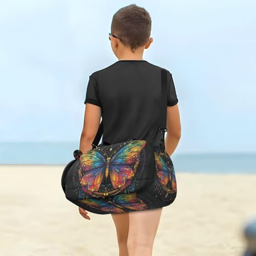 Duffle Bag for Boys or Girls with Shoes Compartment, Butterfly Mandala Dreamcatcher Sports Travel Bag Overnight4