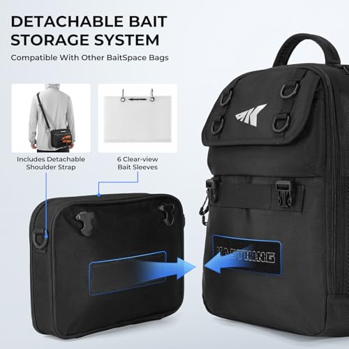 Image of KastKing BaitSpace Fishing Sling Bag, Fishing Backpack with Rod Holder