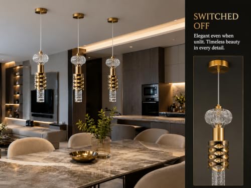 Image of FILLISKA 3 in1 Colour Changing LED Luxurious Hanging /Pendant Light (FrenchGold-MX8314)