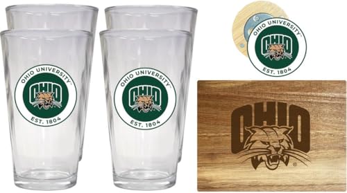 Pack oficial Ohio University con tabla, 4 vasos y abrebotellas