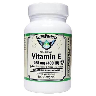 Vitamin E 268 mg (400 IU) 100% Natural Mixed Tocopherols D-Alpha Form (100 Softgels)