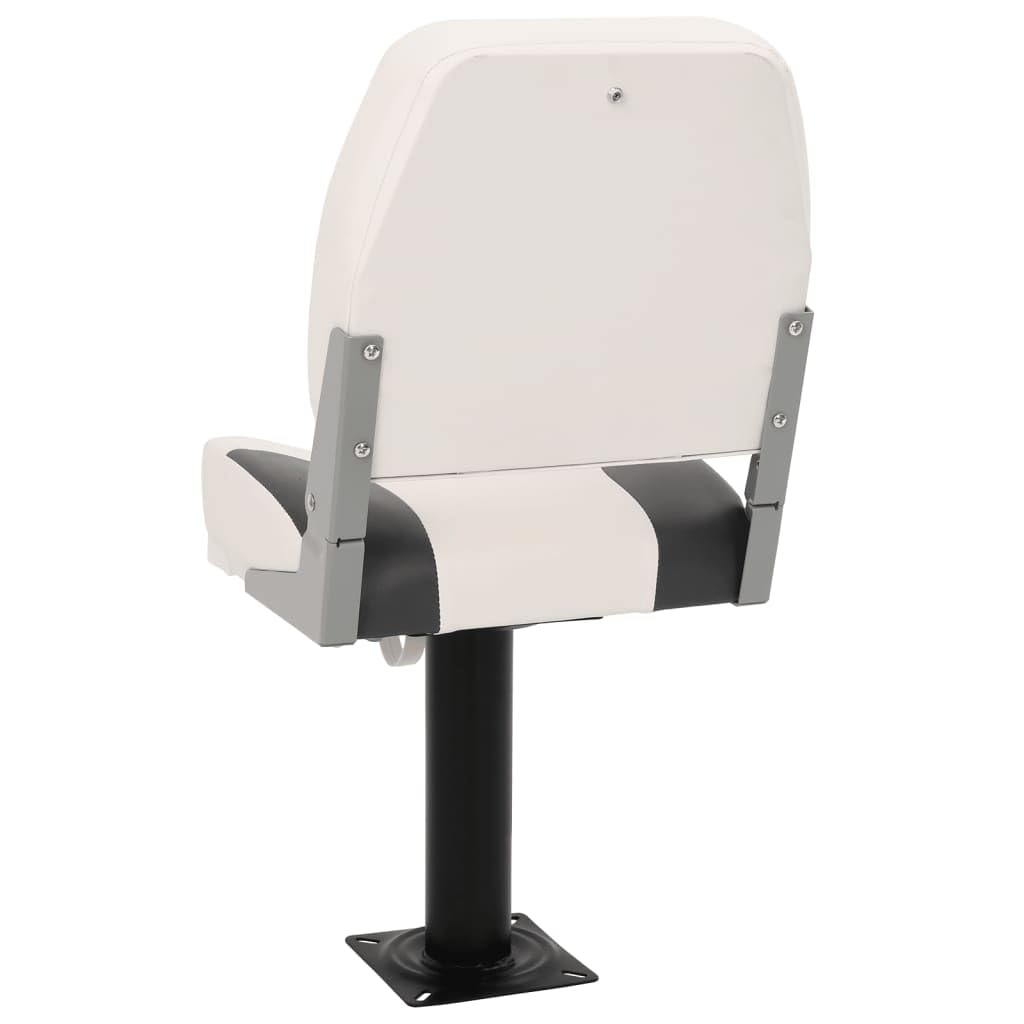 Sedile pieghevole per barca con schienale basso in PU e PVC, console in acciaio, 41 x 36 x 48 cm, portata 100 kg, universale per barca a vela, yacht, jolle, catamarano
