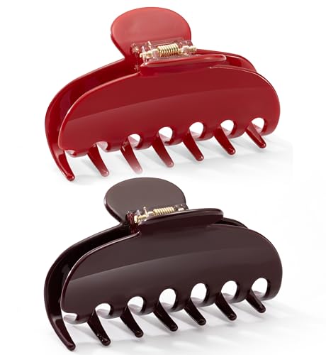 2 piezas pinzas de cabello de acetato para mujer - clip grande y mediano 3.3 pulgadas rojo cereza y rojo Ankra, clips tipo garra para cabello fino, medio y grueso, accesorios duraderos para otoño e invierno miniatura 5