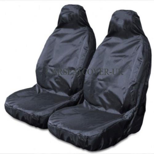 Juego de 2 fundas de asientos delanteros, resistentes, impermeables, color negro Cover