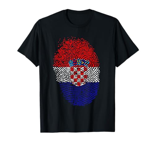 Bandera de Croacia con huellas dactilares, regalo para niños Camiseta